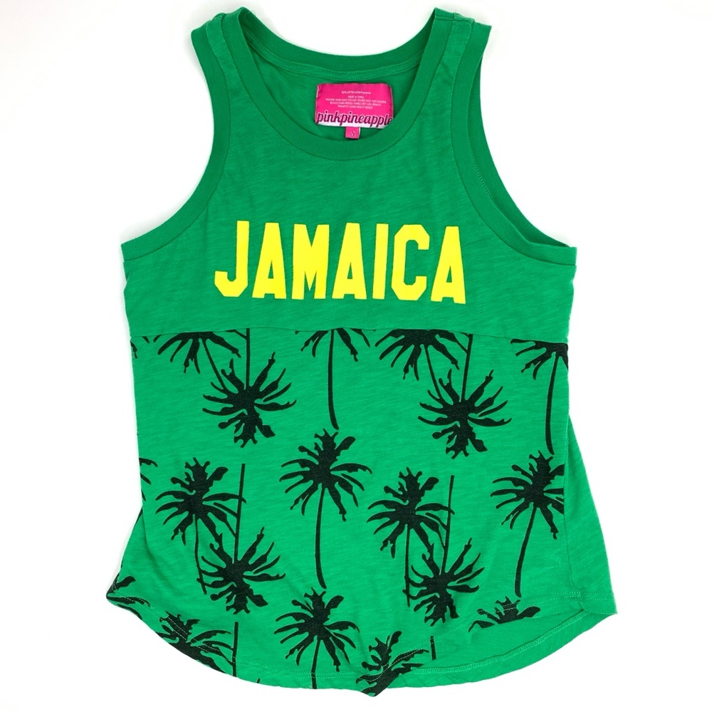 Jamaica Green Palm Tree Sleeveless Graphic Tank